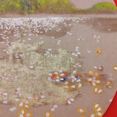 水映垂桜遊鯉図
